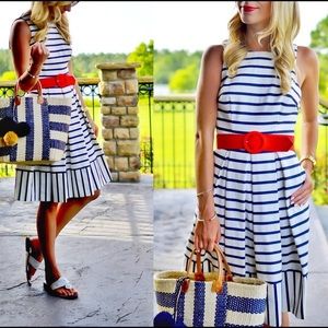 Eliza J nautical navy and white dress!